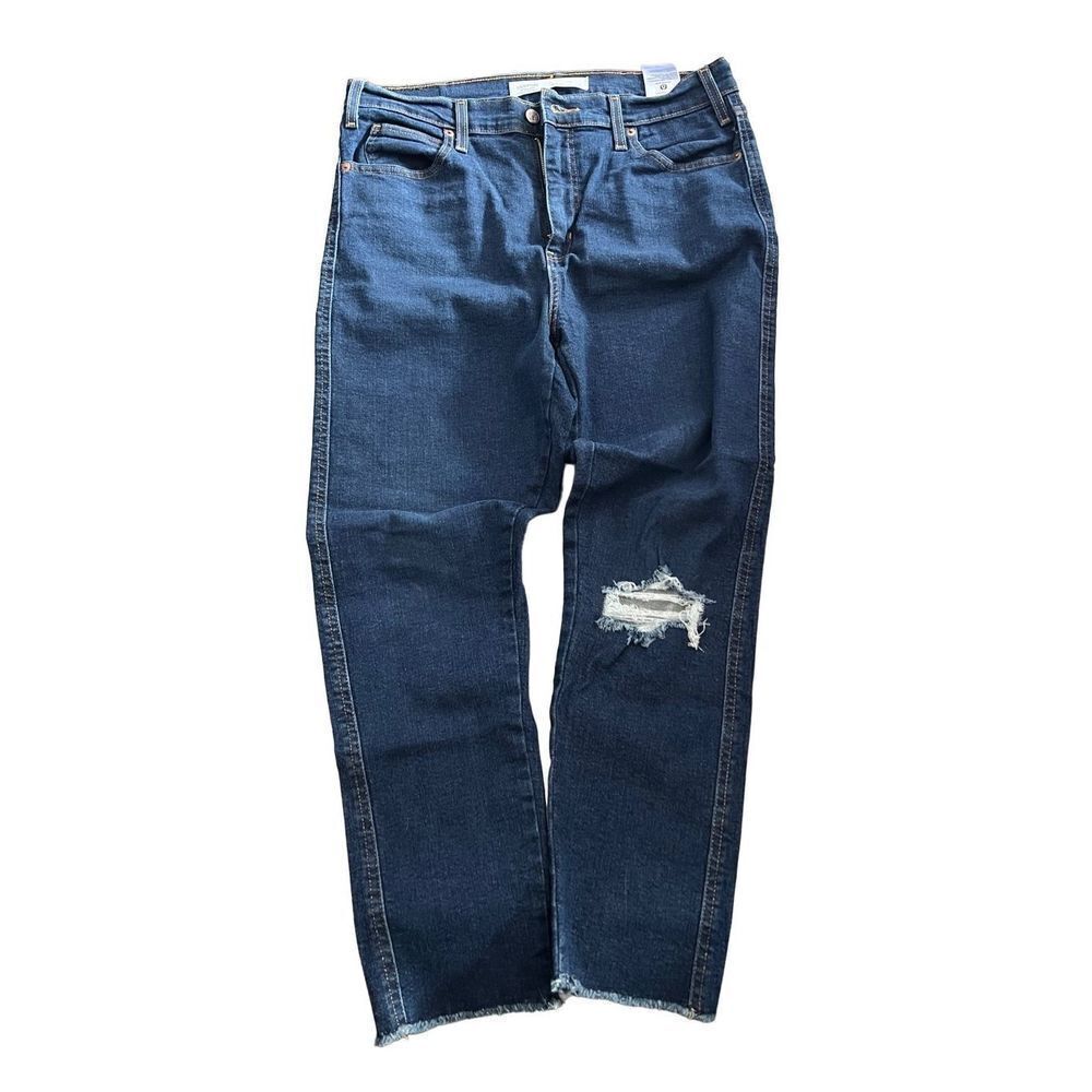 Levi Strauss & Co. Women's Blue High Rise Skinny Distressed Jeans Size 14